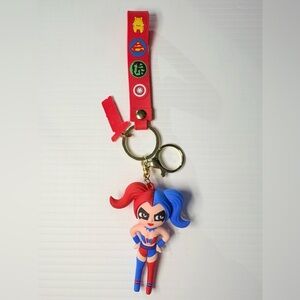 Harley Quinn Red and Blue Avengers Superhero Keychain Fun Playful